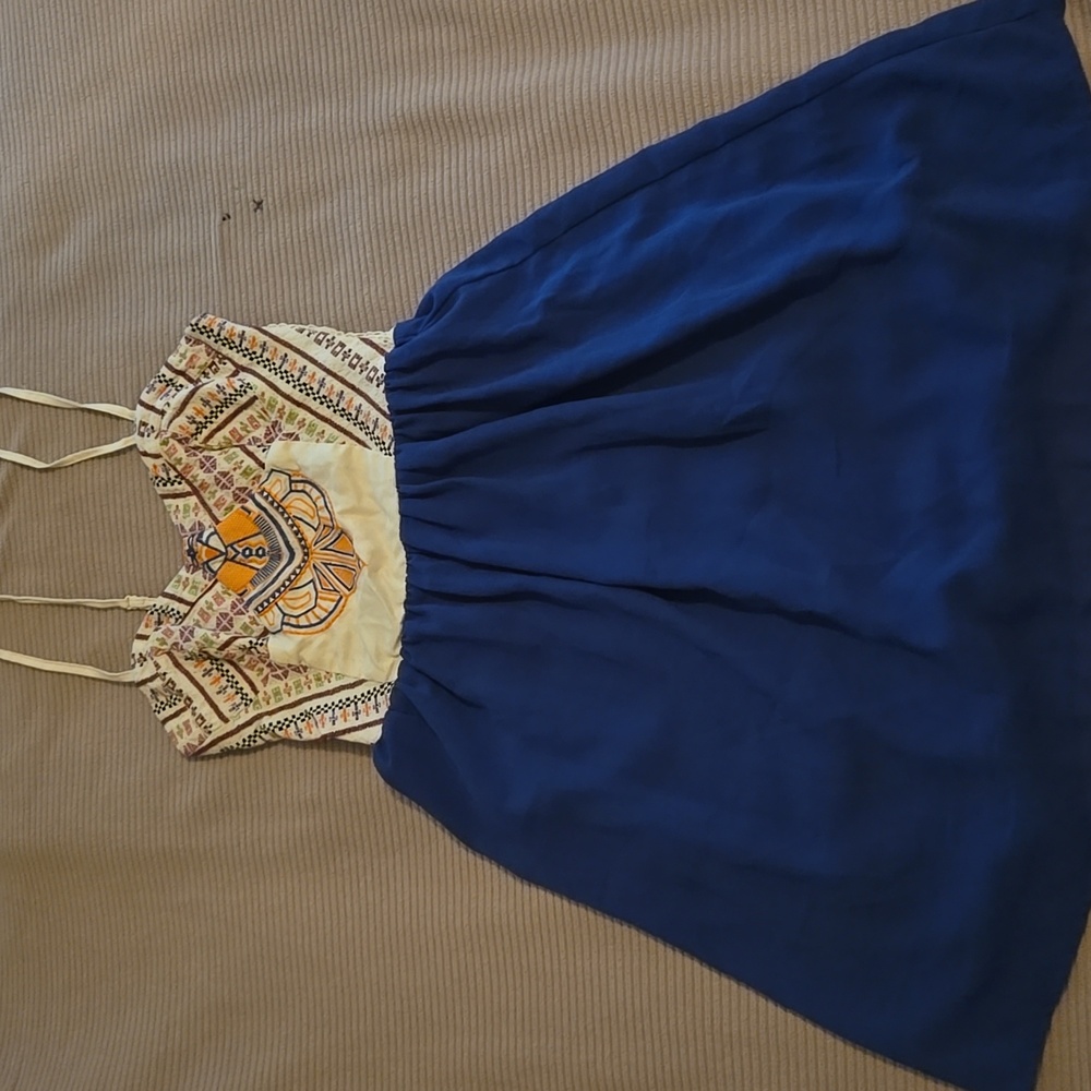 Flying Tomato Mini Medium Dress Sleeveless Blue White Multicolor pattern
